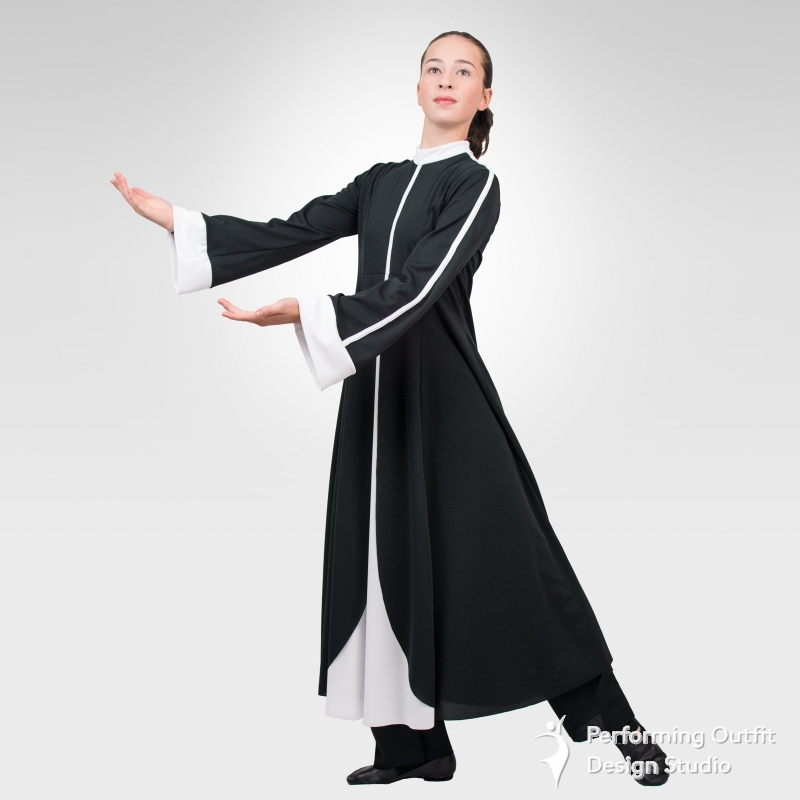 thumbnail image 2 of Danzcue Men's Praise Worship Dance Robe – Stand-up Collar, Hooded, Medieval Gothic Style 2 of 4