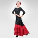 Flamenco dress with red circular ruffles skirt-Front