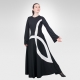 Ichthys bell sleeve dance robe- Black/White