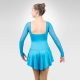 Elegy figure skating long sleeve dress-turquoise, back