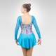 Arabesque figure skating long sleeve dress-turquoise, back