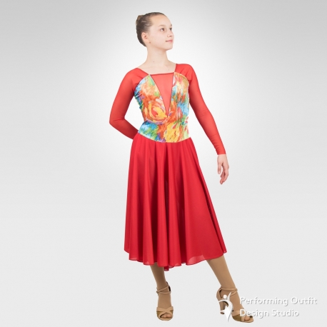 Valseana ice dance dress-red