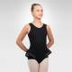 Ballet tank leotard w/back ruffles-Black