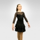 Spandex 3/4 micro-mesh sleeve dance leotard with skirt