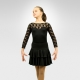 Spandex 3/4 lace sleeve dance leotard with skirt