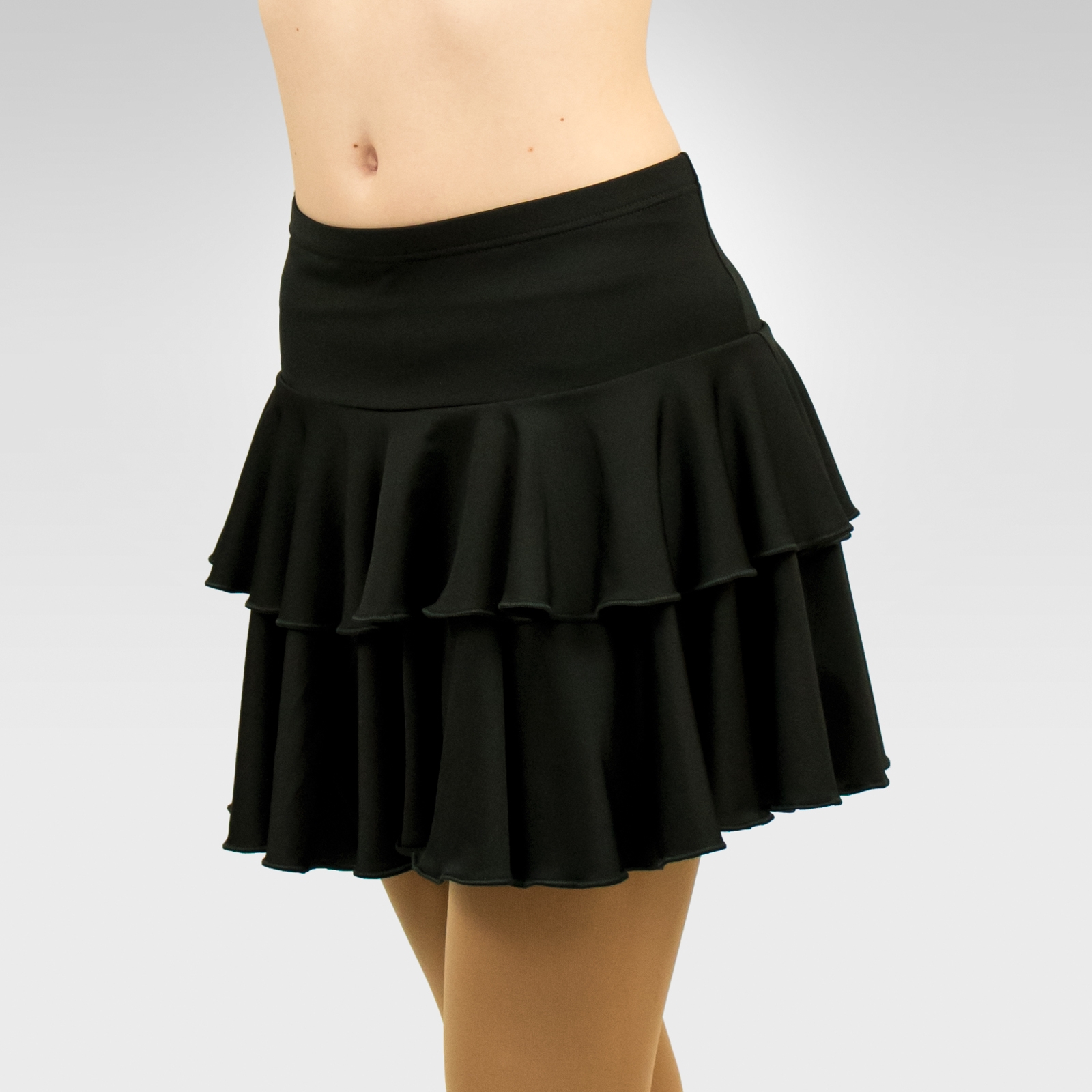 Spanish Dance Practice Black Skirt Single Frill Flamenco Ballroom Traditional