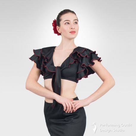 Latin dance crop top with contrast stitching-Front