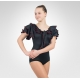 Flamenco & Latin dance leotard with self-tie-Black/Front