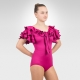 Flamenco & Latin dance leotard with self-tie-Fuchsia/Front