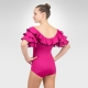 Flamenco & Latin dance leotard with self-tie-Fuchsia/Back