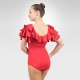 Flamenco & Latin dance leotard with self-tie-Red/Back