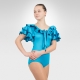 Flamenco & Latin dance leotard with self-tie-Turquoise/Front