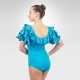 Flamenco & Latin dance leotard with self-tie-Turquoise/Back