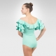 Flamenco & Latin dance leotard with self-tie-Mint/Front off shoulder