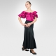 Flamenco & Latin dance leotard with self-tie-Fuchsia color with High waist Flamenco skirt