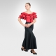 Flamenco & Latin dance leotard with self-tie-Red color with High waist Flamenco skirt