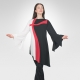 Crossways asymmetrical long sleeve top - White/Red/Black