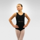 Child tank dance leotard with rosette - Black / Pink decoration