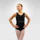 Child tank dance leotard with rosette - Black / Green decoration