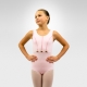 Child tank dance leotard with rosette - Pink / Pink decoration