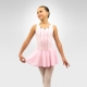 Child tank dance leotard w/attached circular skirt and rosette - Pink