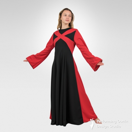 Parable bell sleeve dance dress- Red/Black front