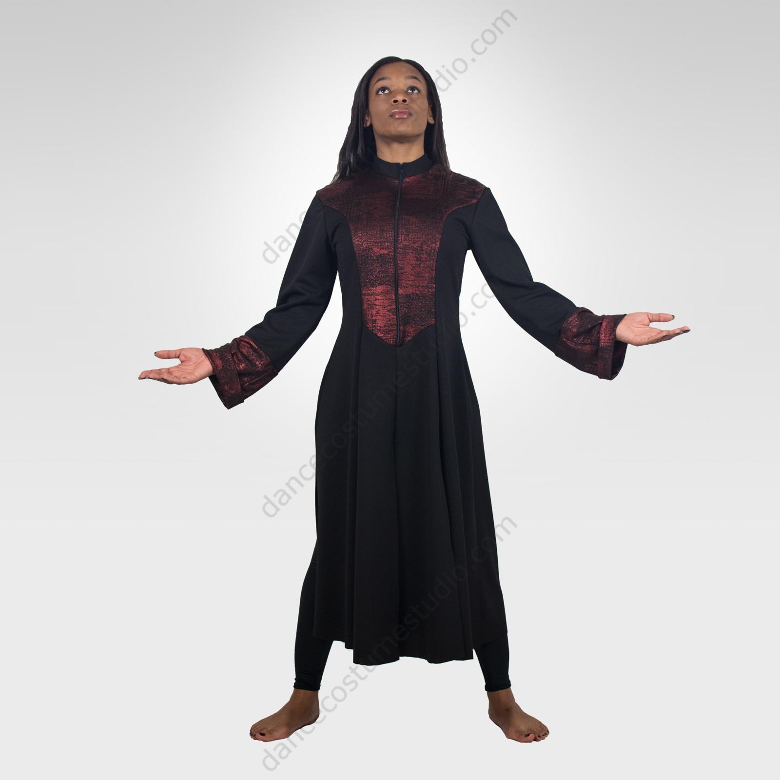 thumbnail interactive-video image 1 of Danzcue Men's Praise Worship Dance Robe – Stand-up Collar, Hooded, Medieval Gothic Style 1 of 4